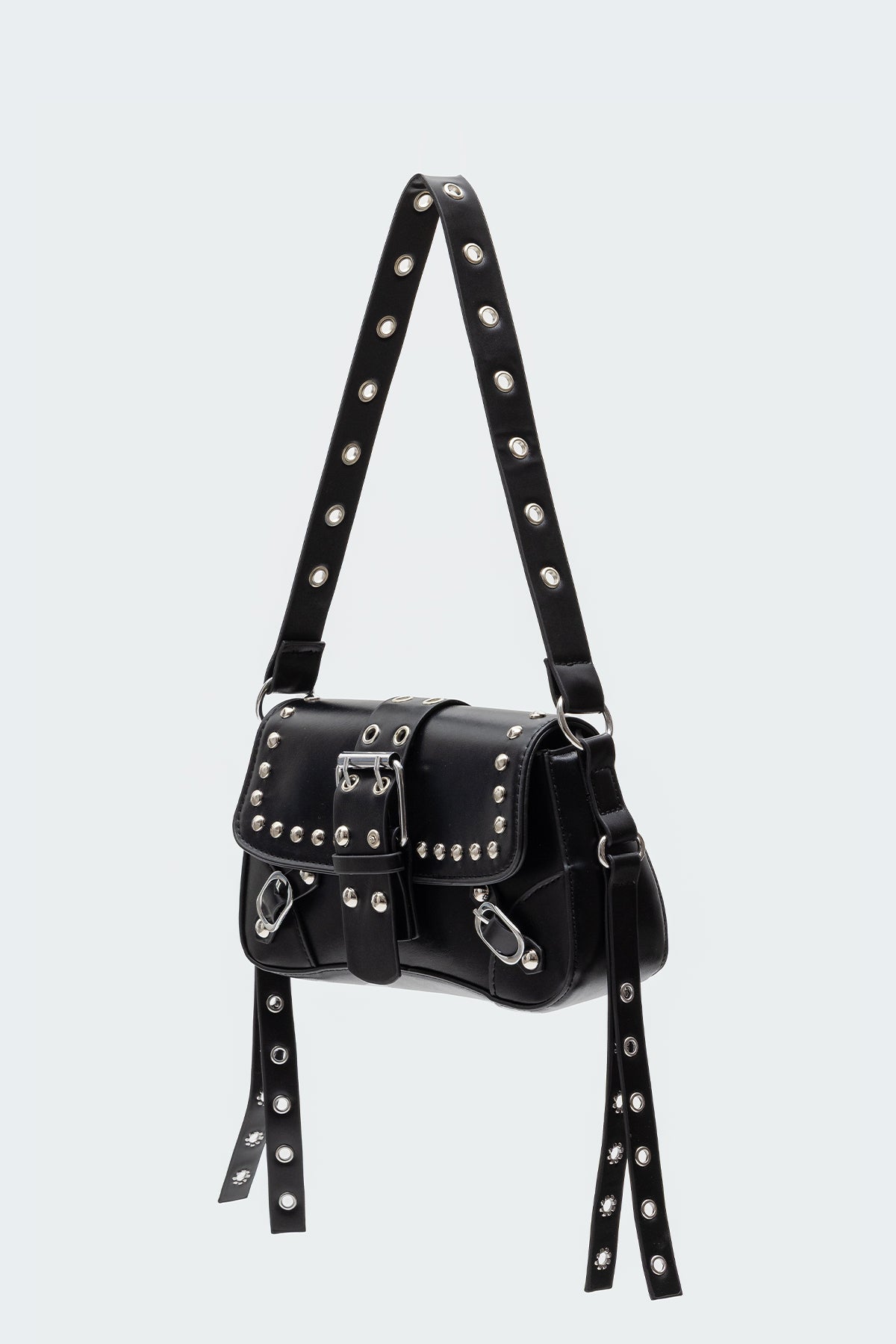 Stud & Buckle Faux Leather Bag-Milans Time