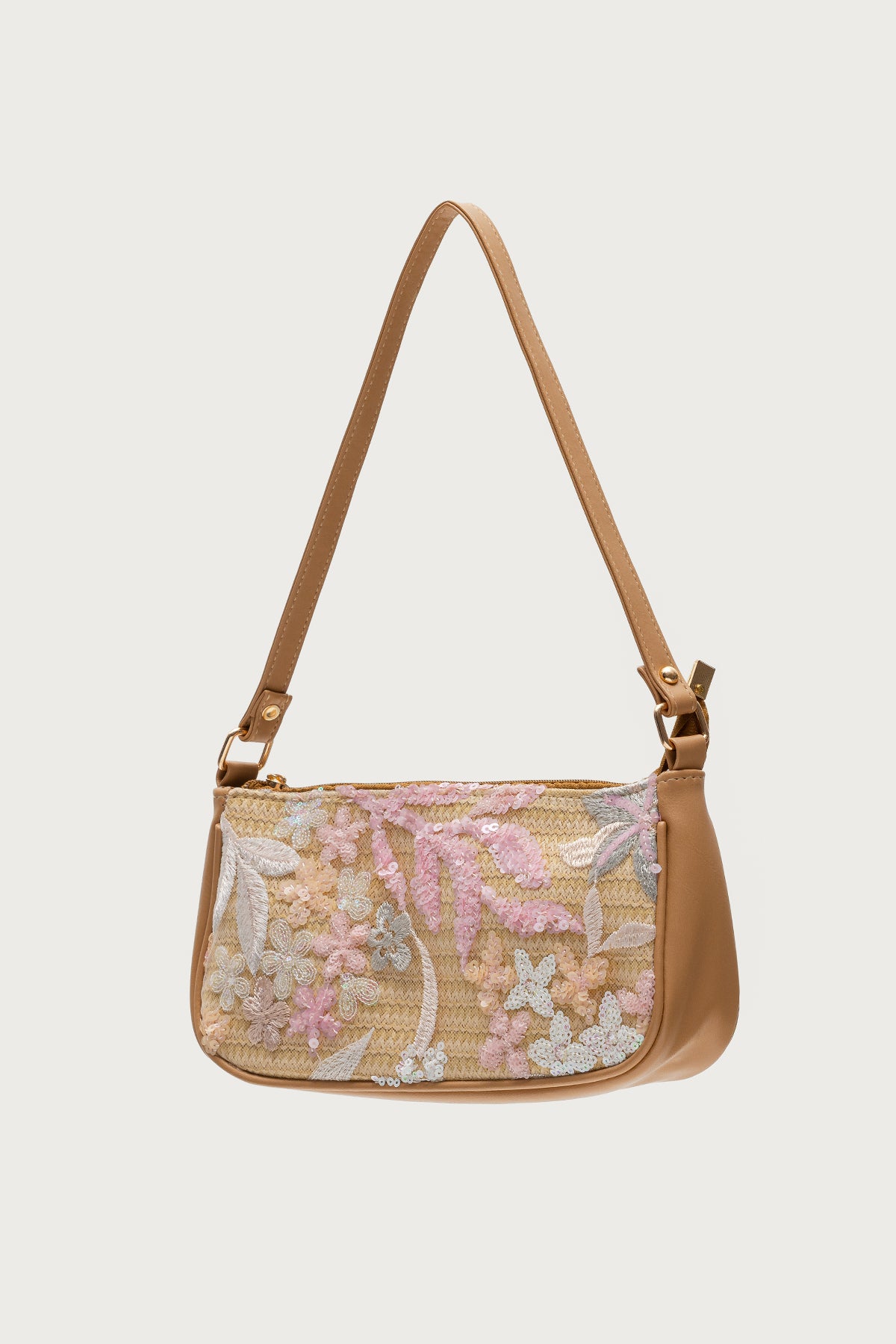 Sequin & Embroidered Straw Bag-Milans Time