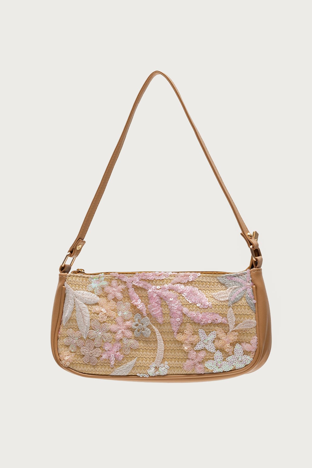 Sequin & Embroidered Straw Bag-Milans Time