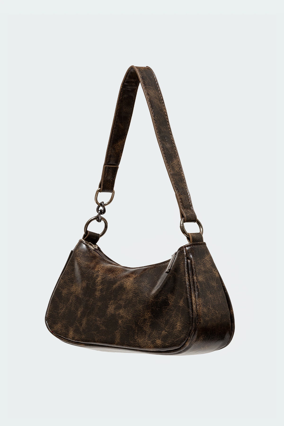 Distressed Faux Leather Buckle Bag-Milans Time