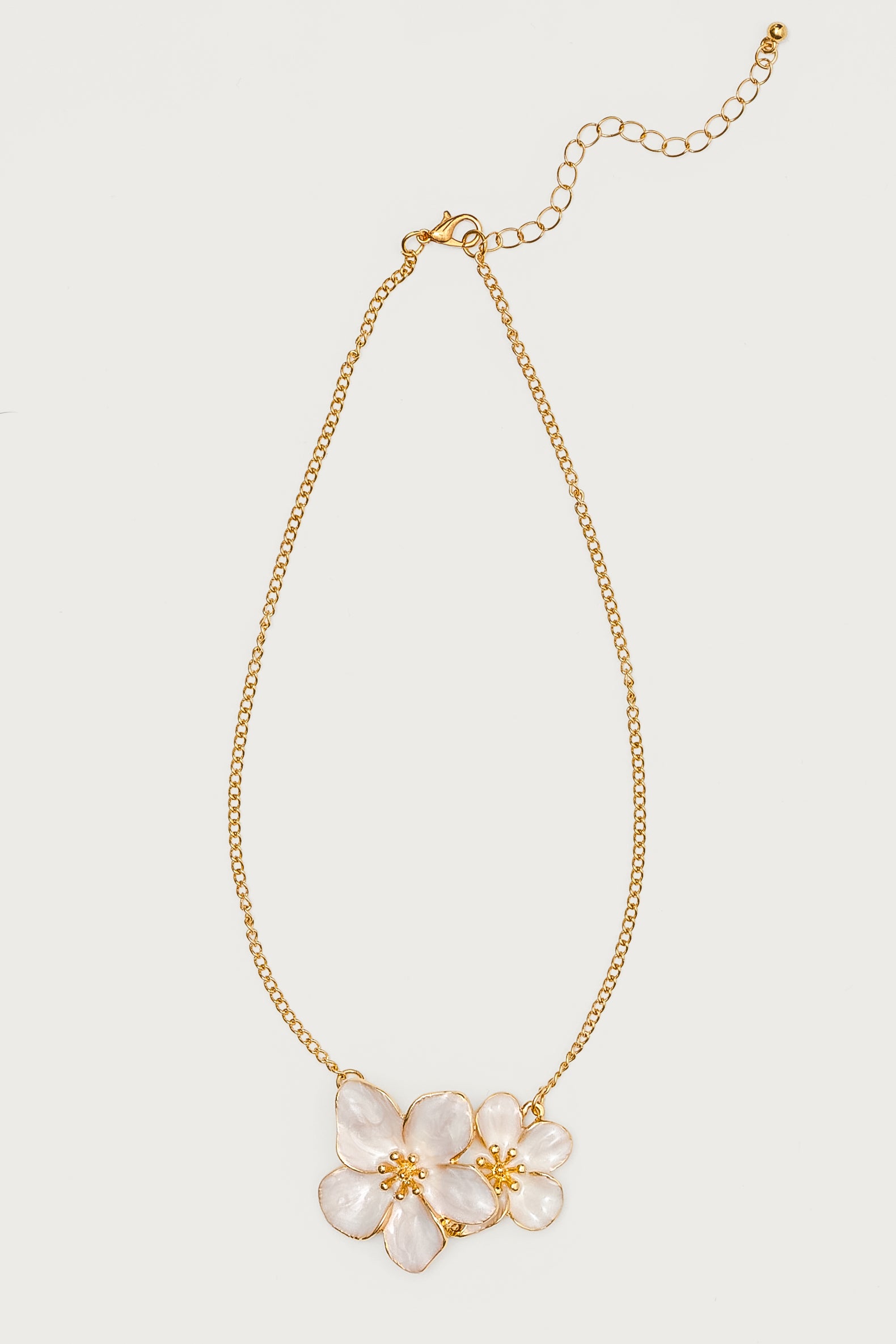 Double Flower Pendant Necklace-Milans Time