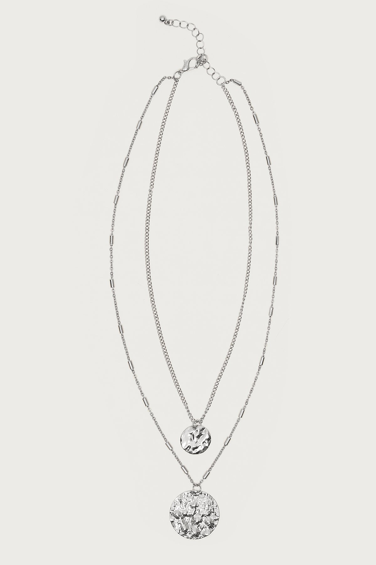 Textured Duo Layered Necklace-Milans Time