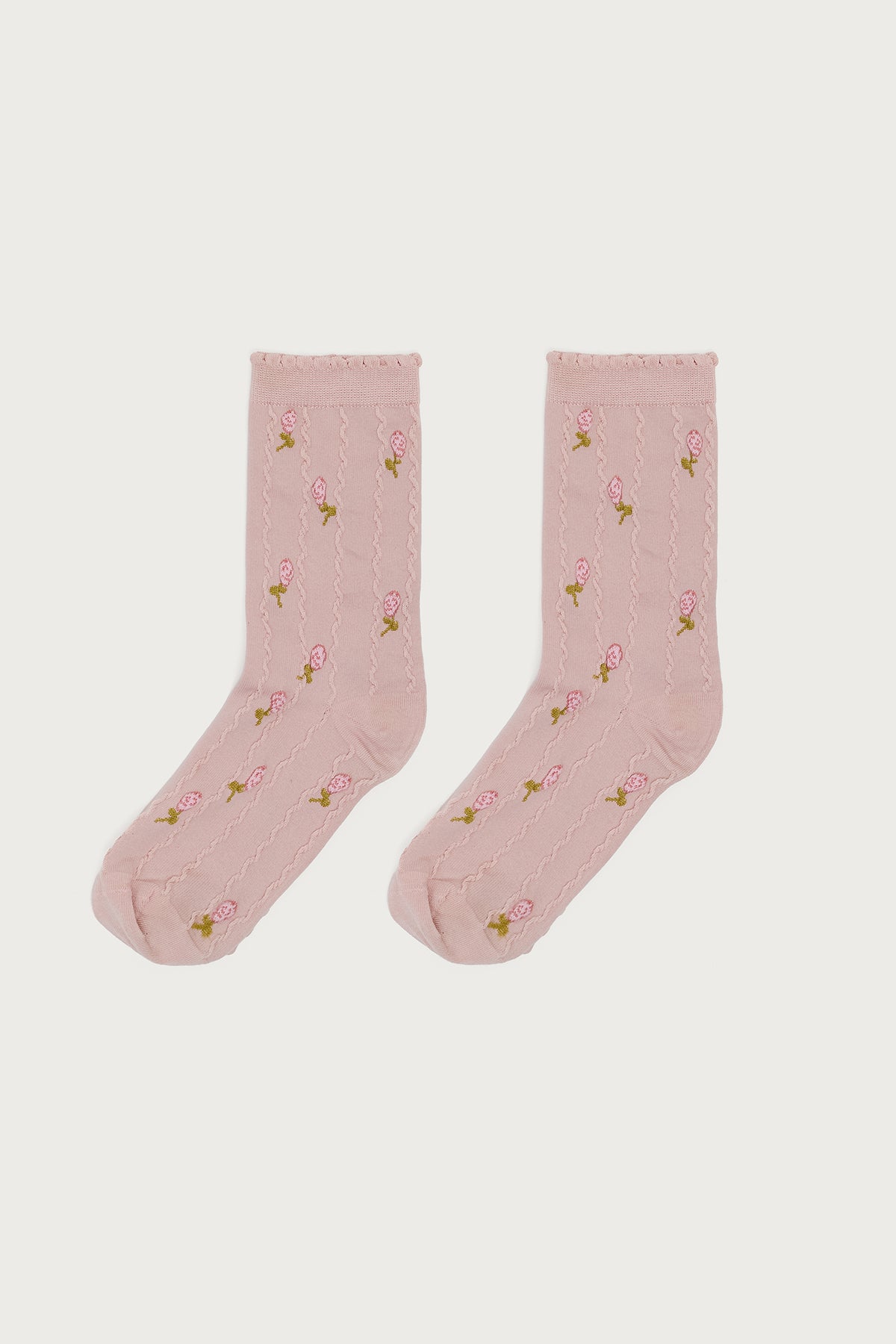 Embroidered Rose Socks-Milans Time