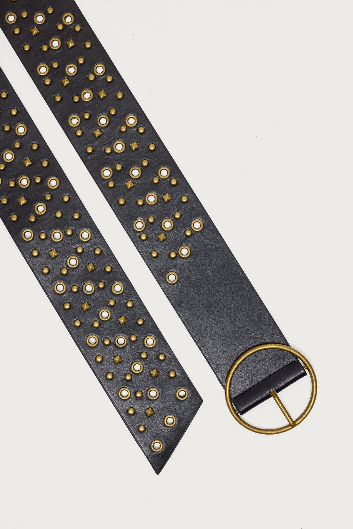 Stud & Grommet Faux Leather Belt-Milans Time