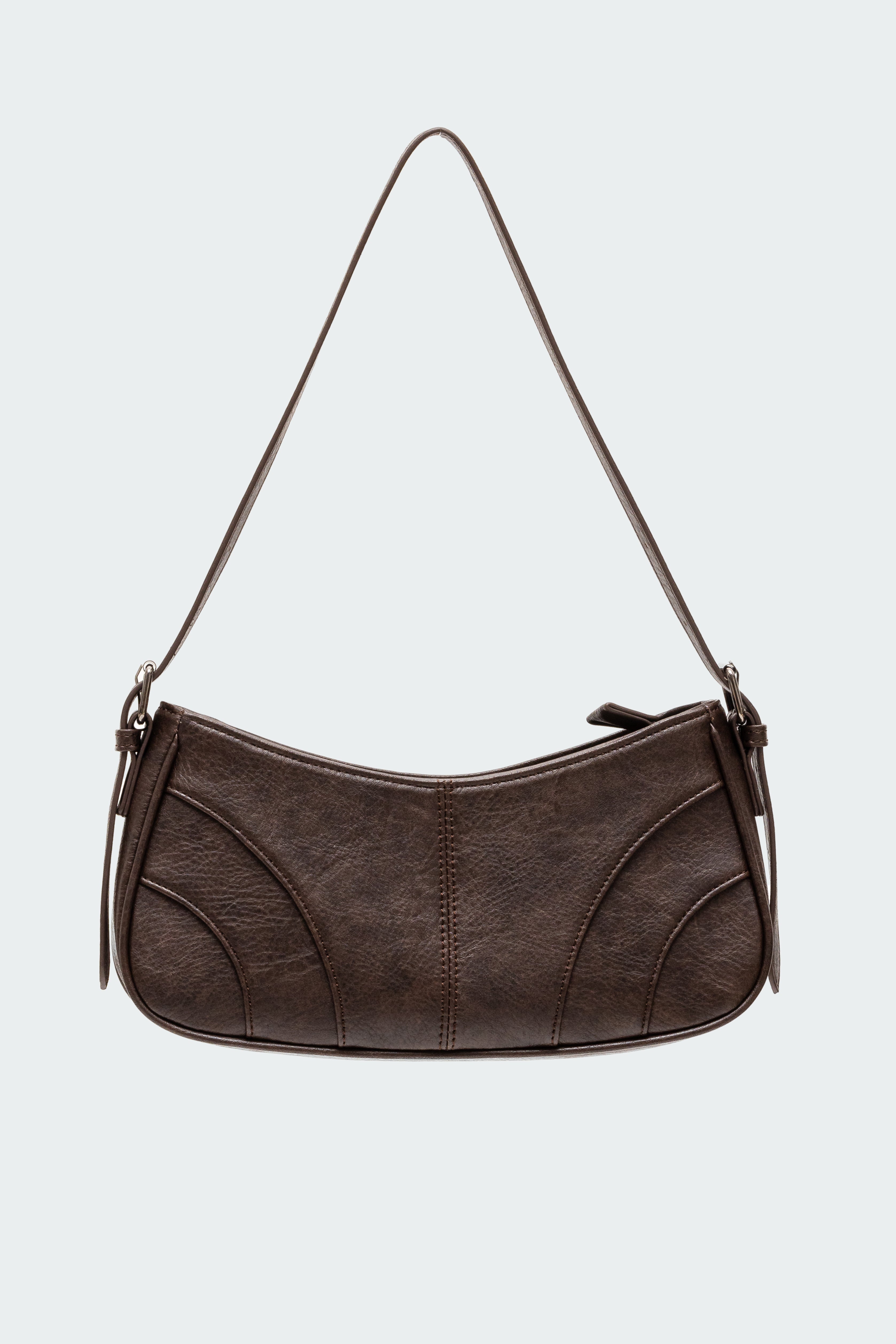Curved Stitch Faux Leather Bag-Milans Time