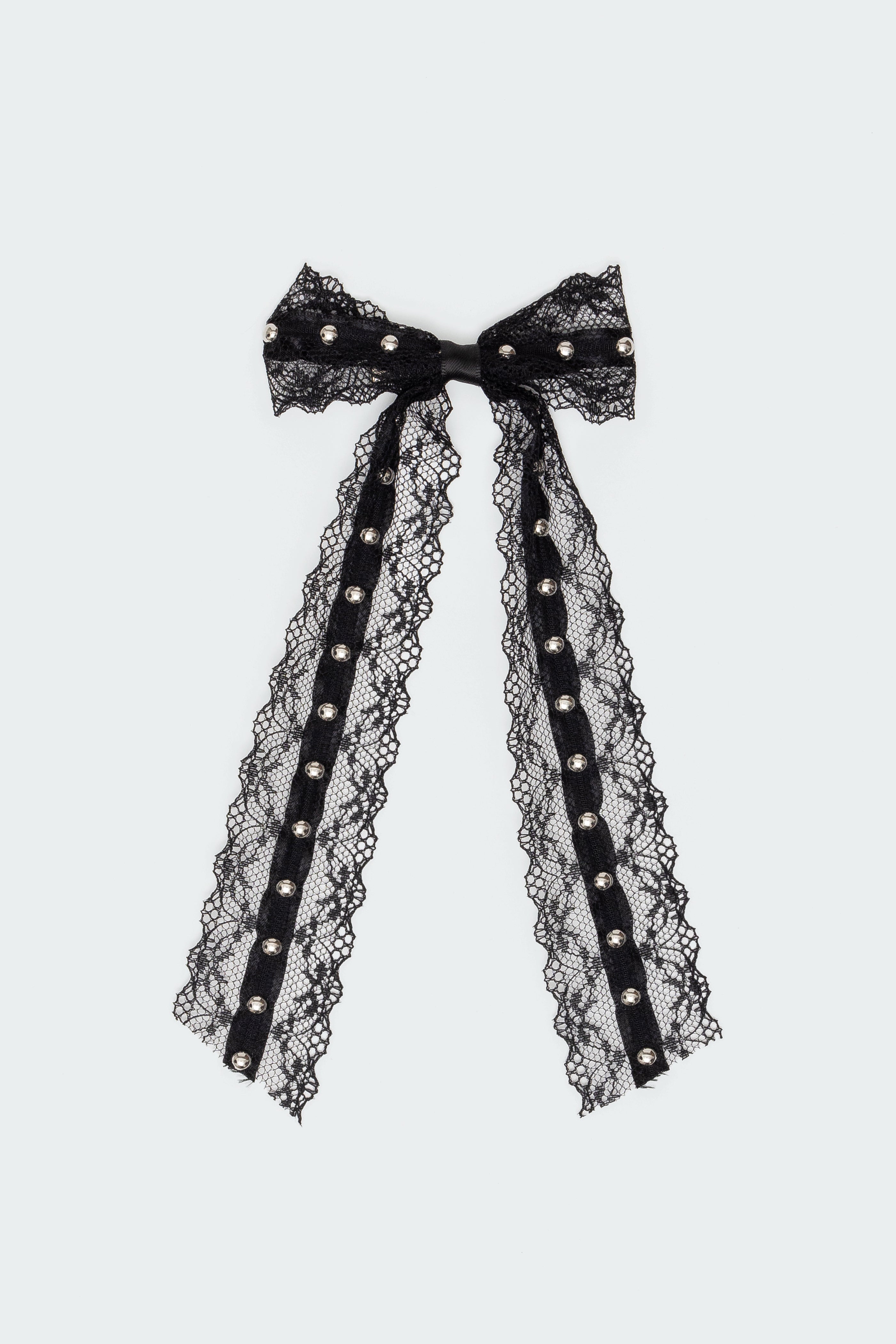 Studded Lace Bow Hair Clip-Milans Time