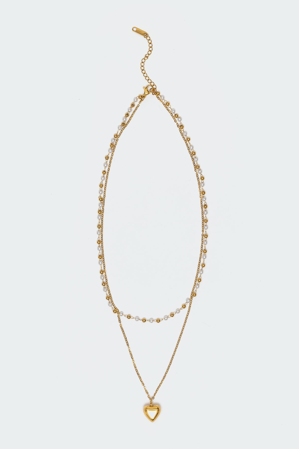 Heart & Pearl Layered Necklace-Milans Time