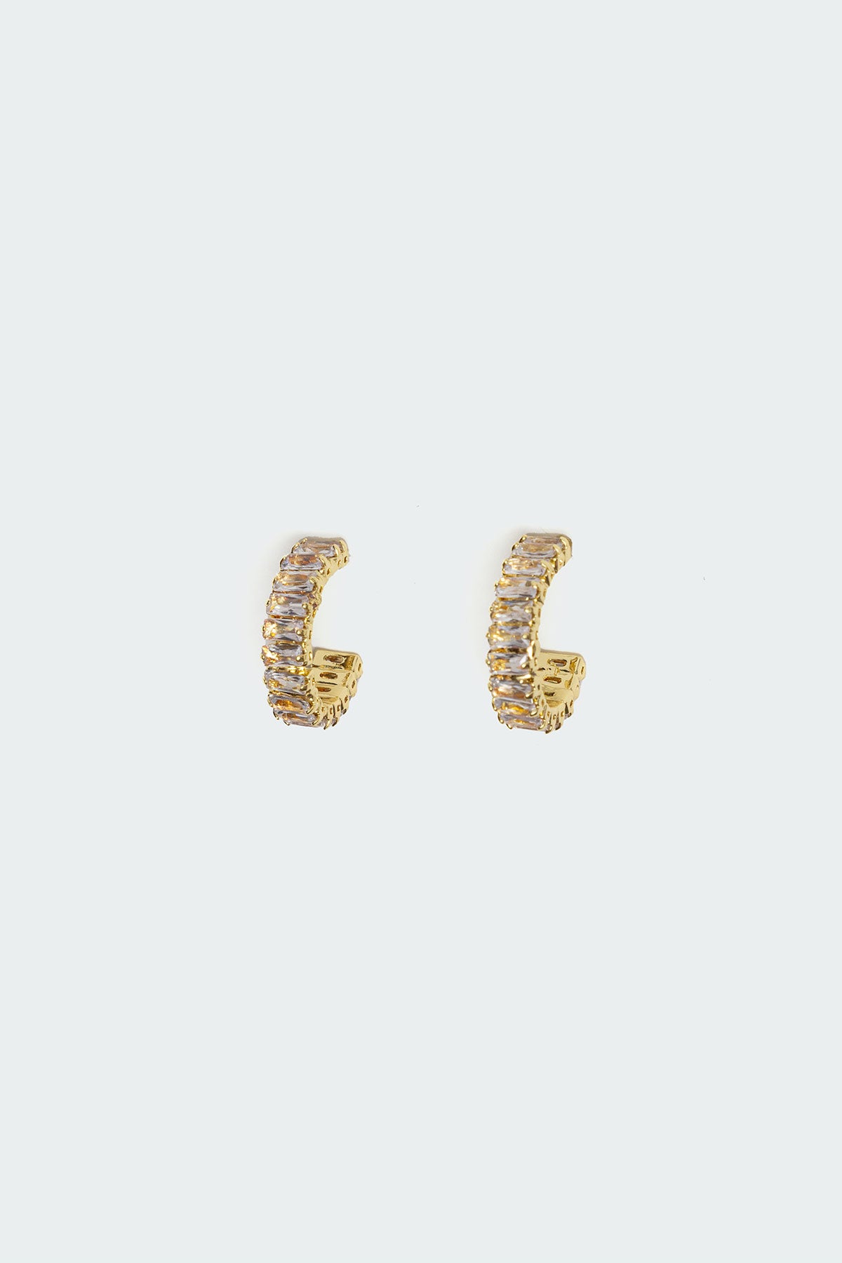 Rhinestone Hoop Stud Earrings-Milans Time
