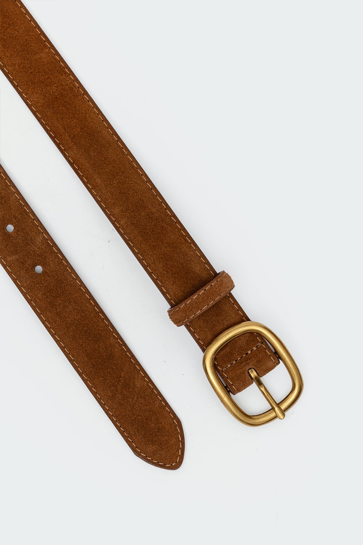 Oval Buckle Faux Suede Belt-Milans Time