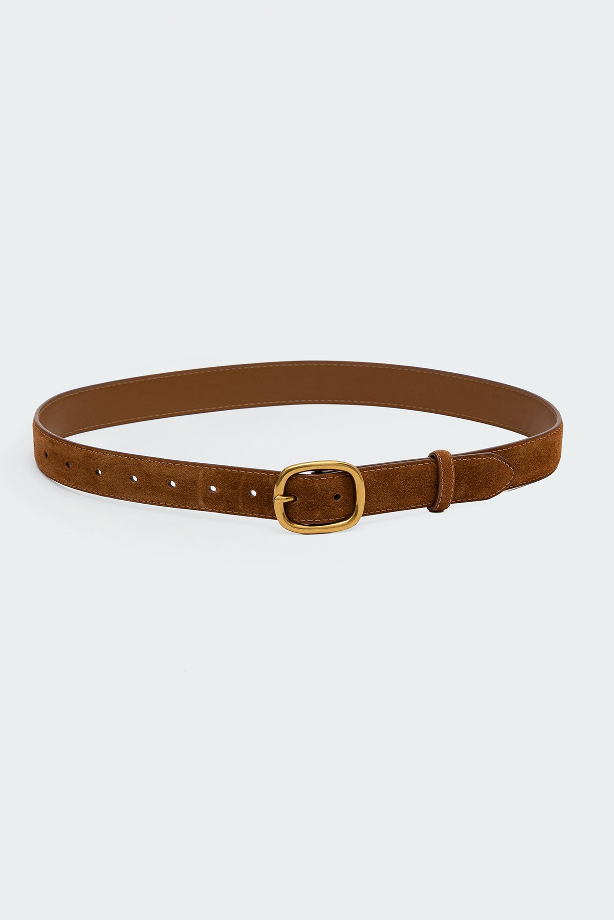Oval Buckle Faux Suede Belt-Milans Time