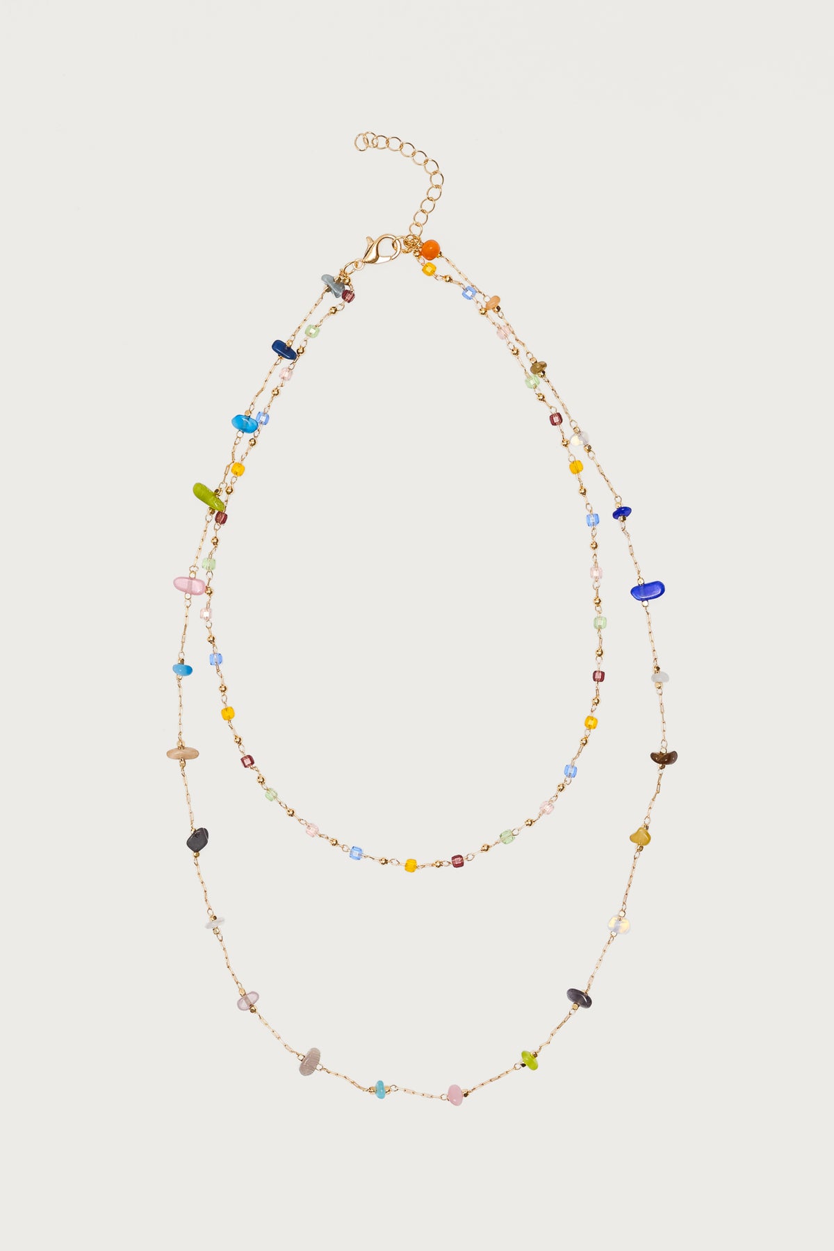 Layered Mixed Stone Necklace-Milans Time