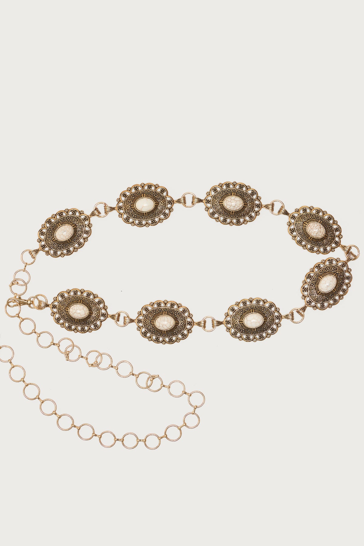 Stone Oval Pendant Chain Belt-Milans Time