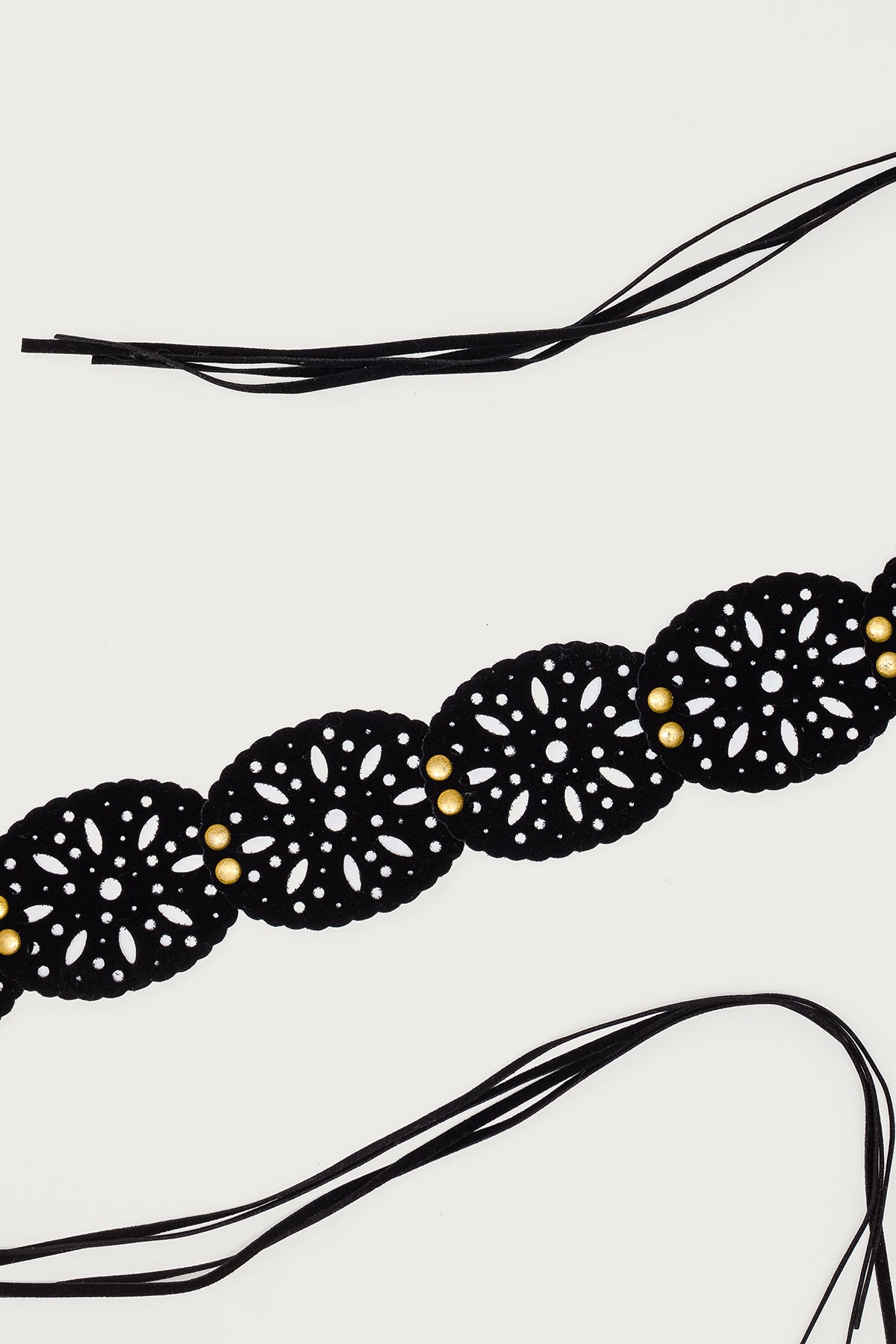 Studded Faux Suede Tie Belt-Milans Time