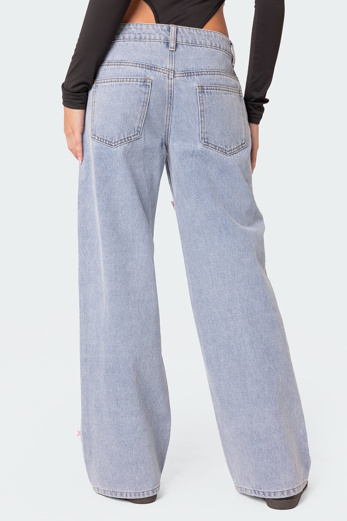 Lucille Bow Low Rise Baggy Jeans-Milans Time