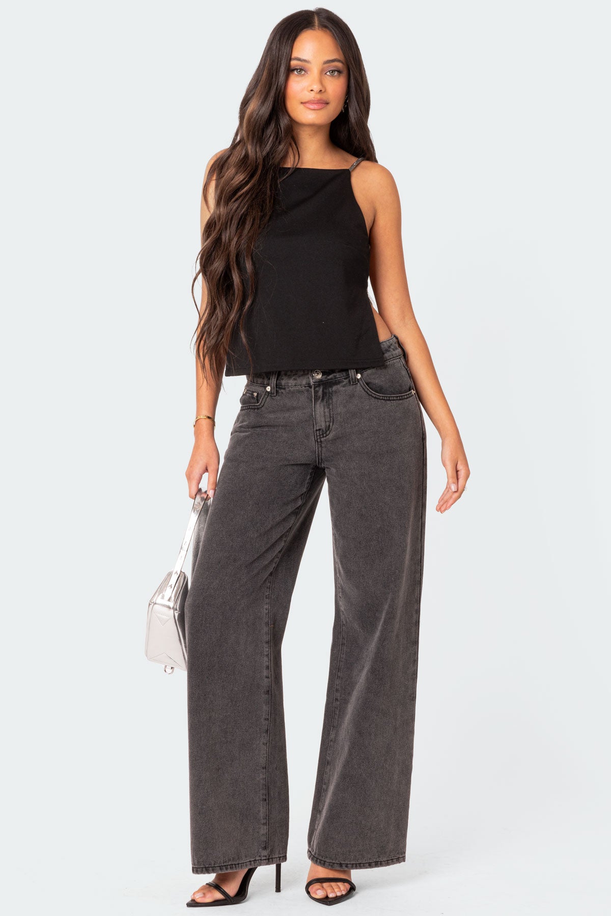 Karli Rhinestone Strap Open Back Top-Milans Time