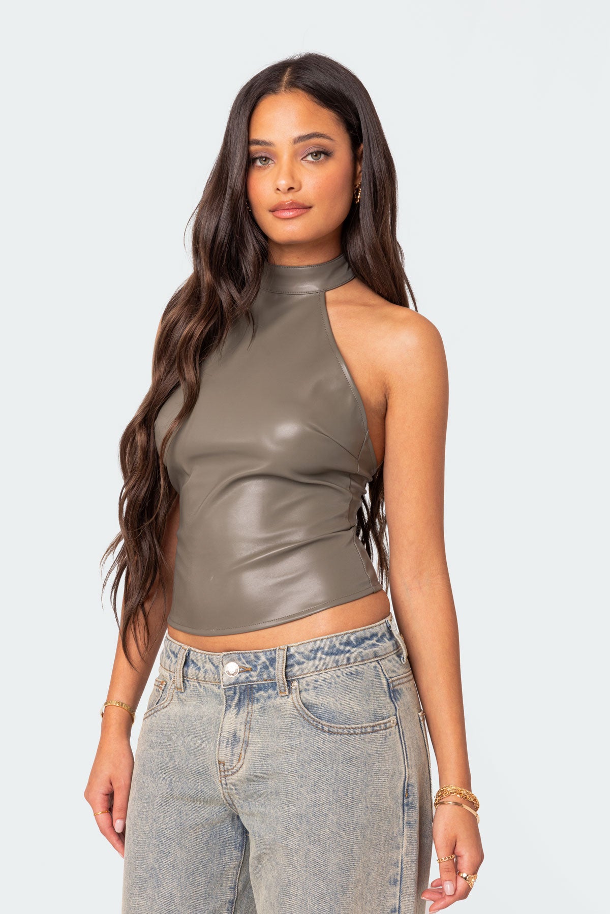 Sienna Latex Halter Top-Milans Time