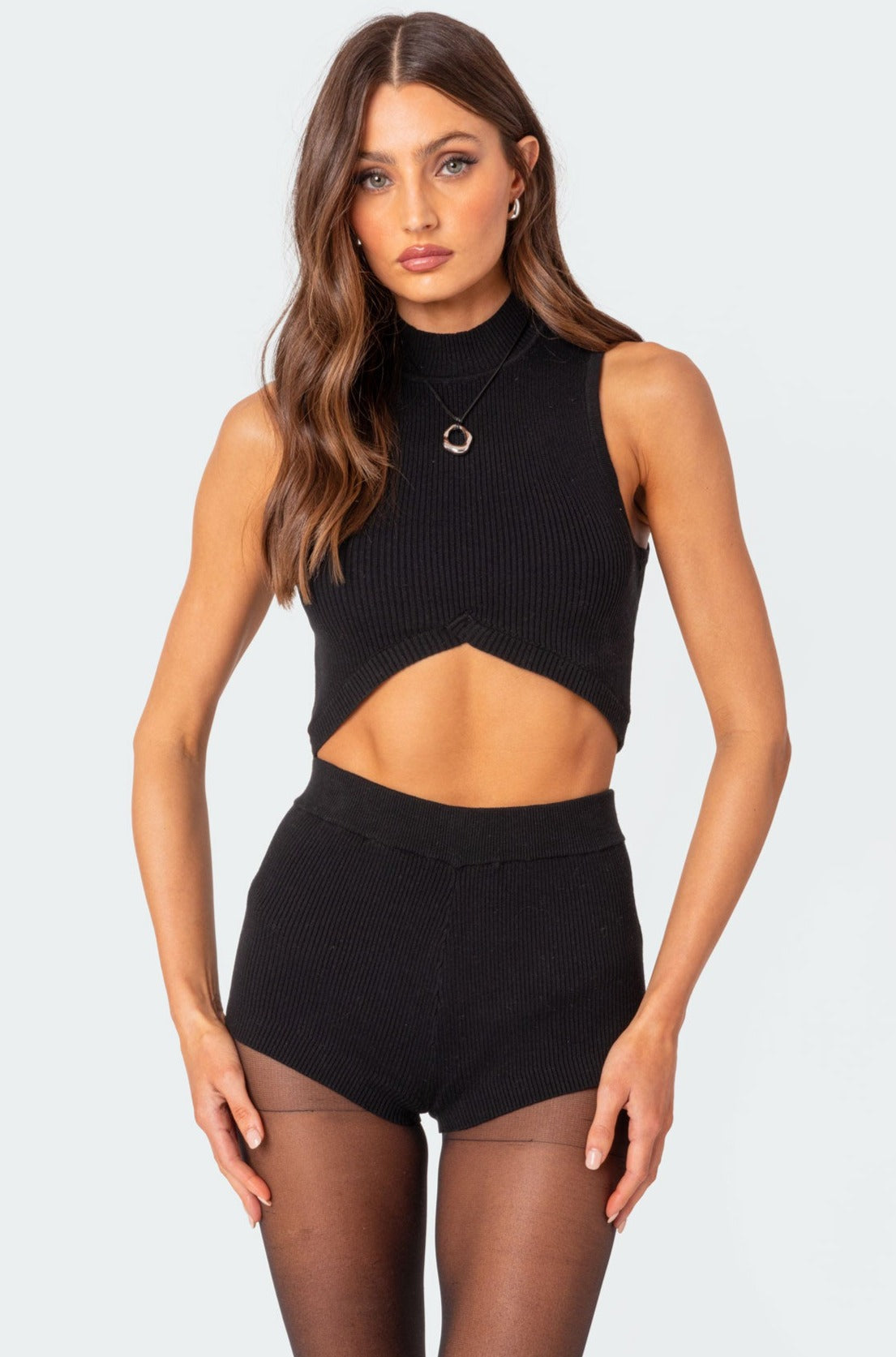 Marcus High Neck Knit Crop Top-Milans Time