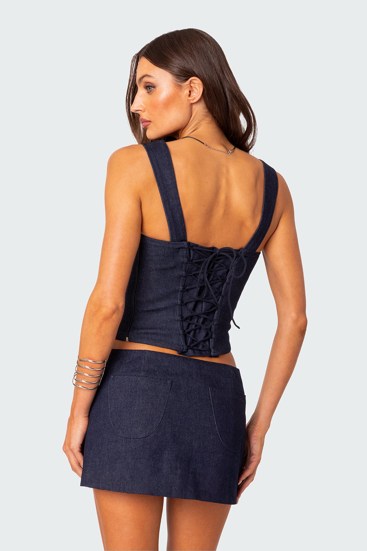 Jemma Lace Up Denim Corset-Milans Time