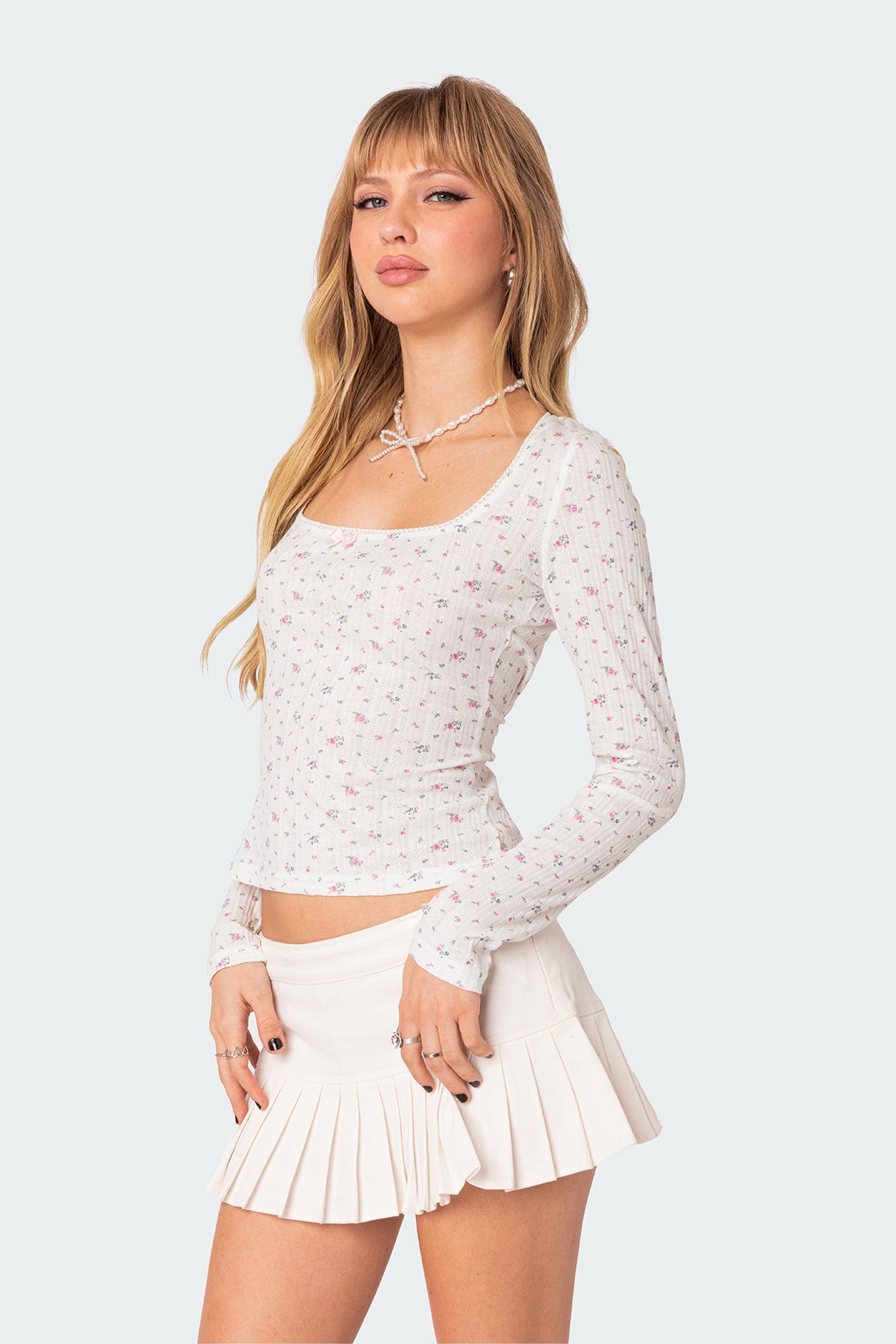 Aviana Printed Pointelle Top-Milans Time