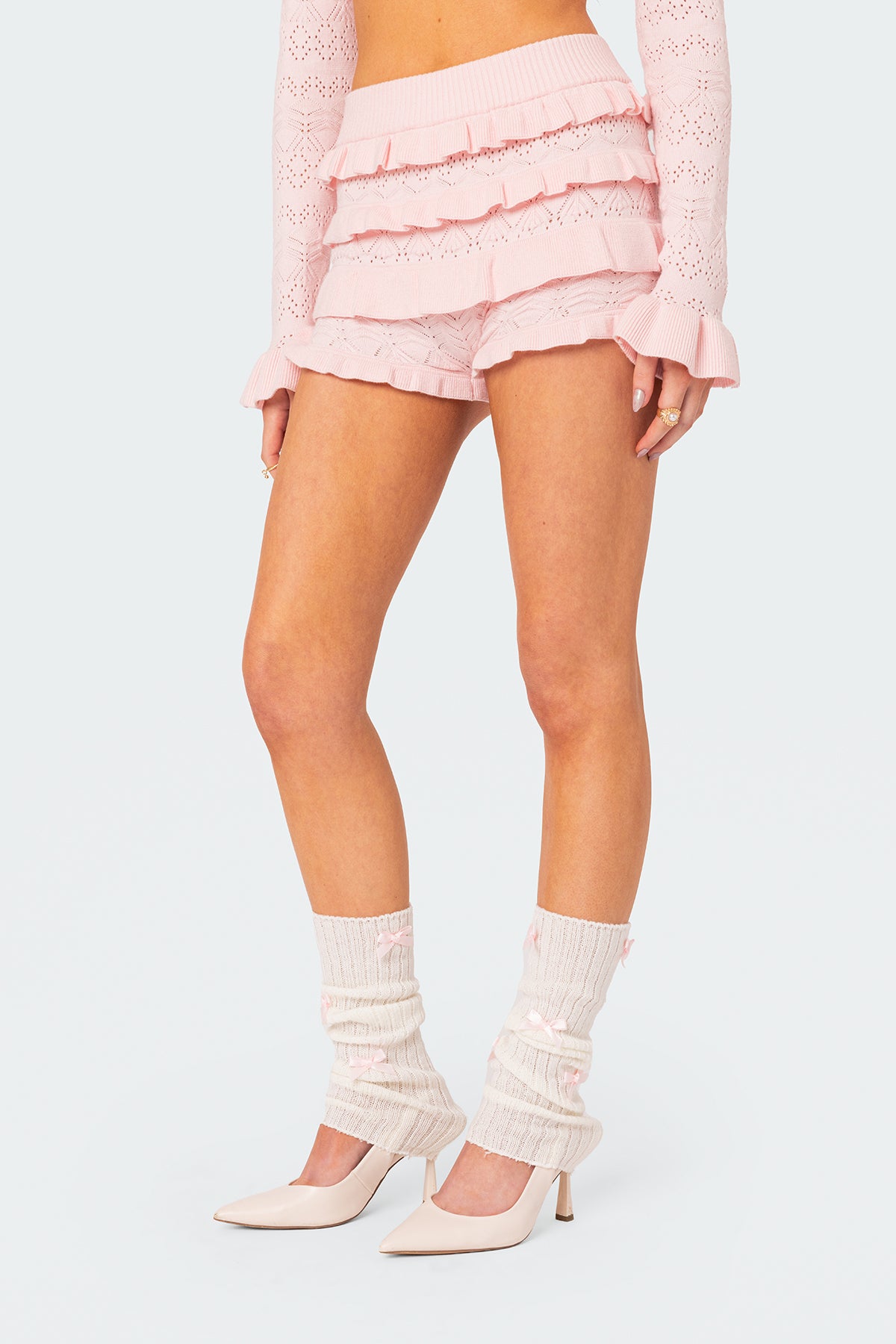 Lindsay Ruffle Knitted Shorts-Milans Time