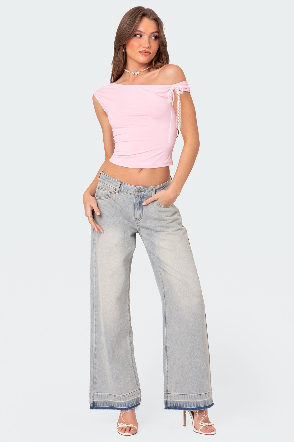 Lace Bow Asymmetric Top-Milans Time