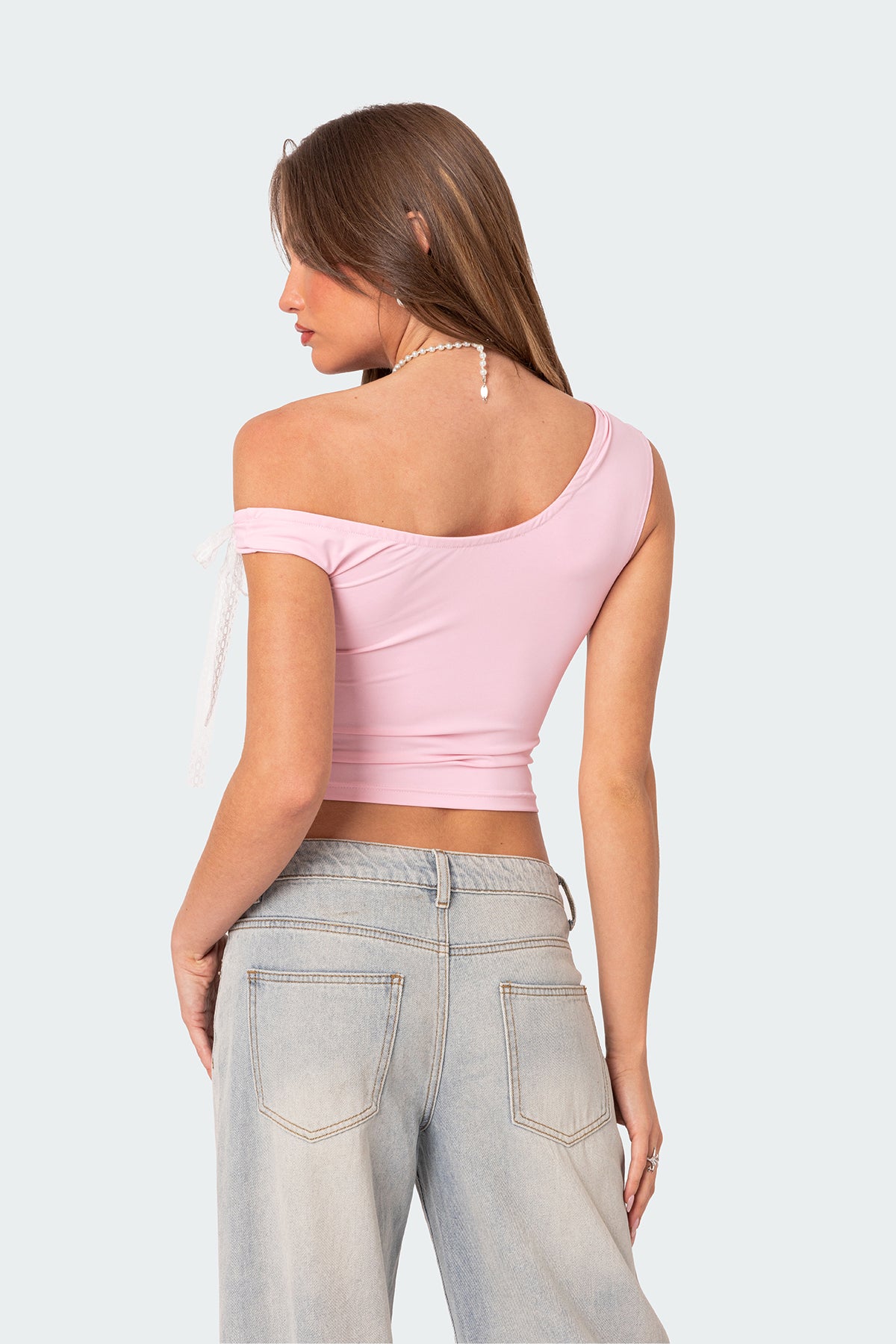 Lace Bow Asymmetric Top-Milans Time