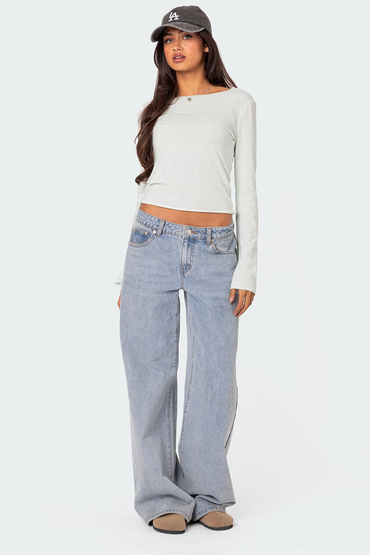 Maddison Pointelle Long Sleeve T Shirt-Milans Time