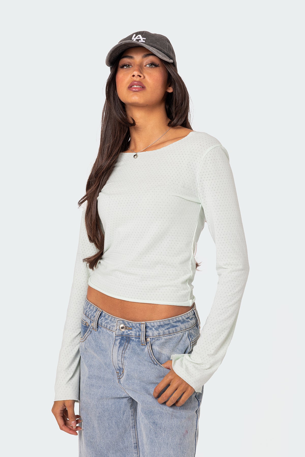 Maddison Pointelle Long Sleeve T Shirt-Milans Time