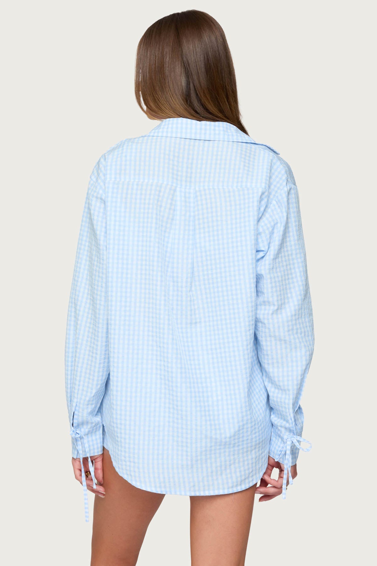 Yaffa Oversized Gingham Button Up Shirt-Milans Time