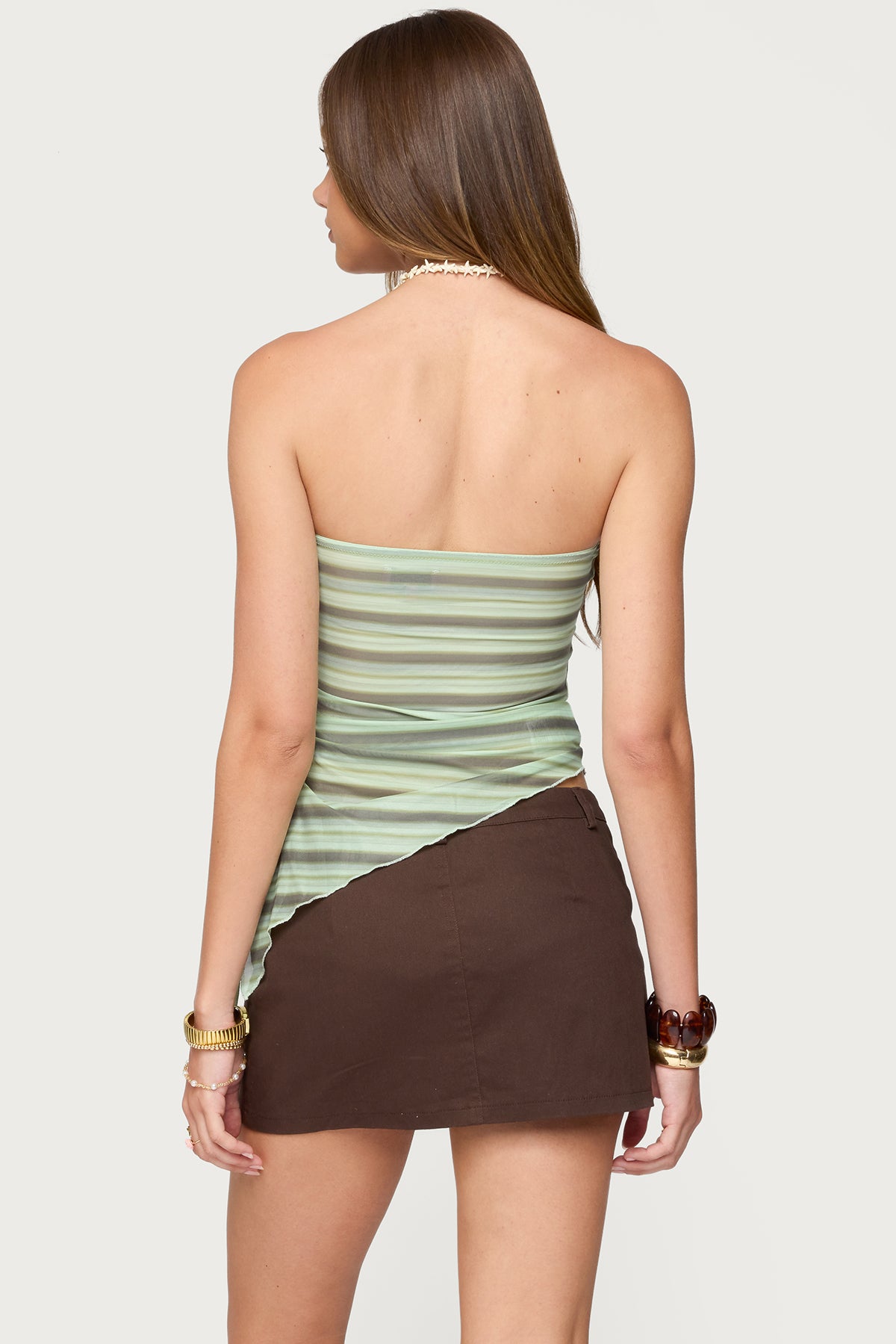 Sari Striped Strapless Asymmetric Top-Milans Time