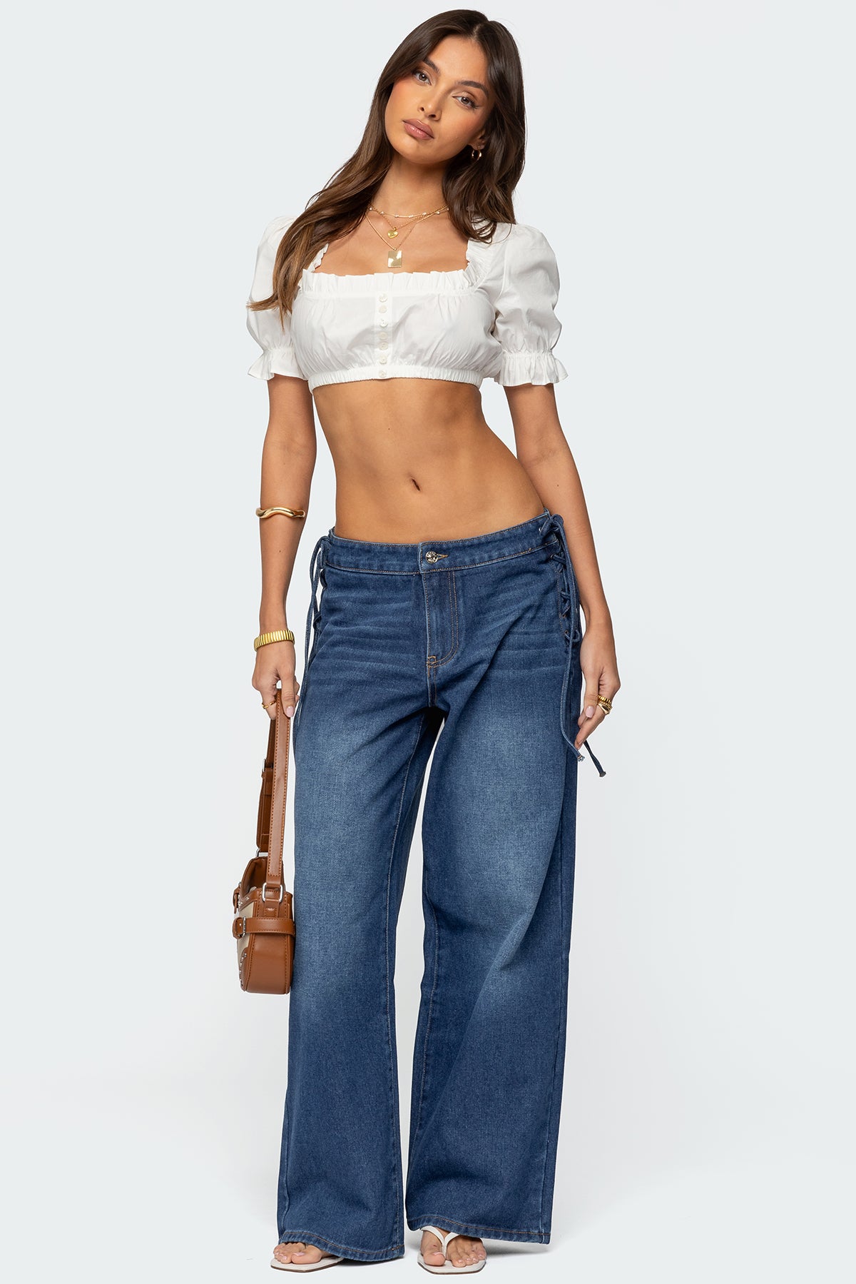 Katt Lace Up Low Rise Baggy Jeans-Milans Time