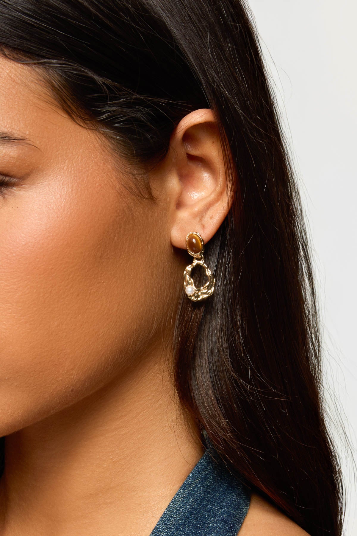 Faux Tiger Eye Abstract Earrings-Milans Time