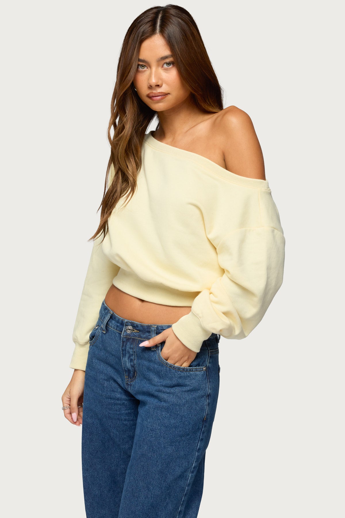 Christy Off Shoulder Sweatshirt-Milans Time