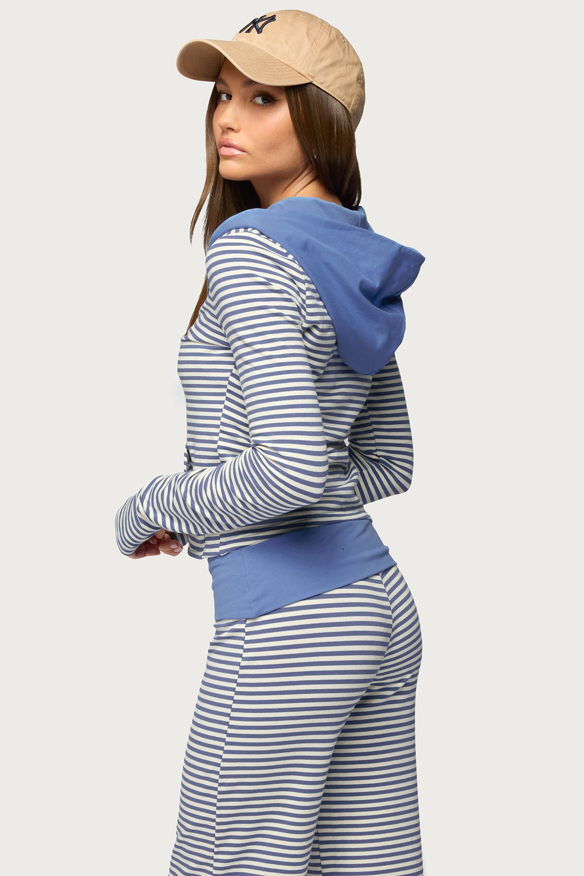 Meggy Striped Zip Up Hoodie-Milans Time