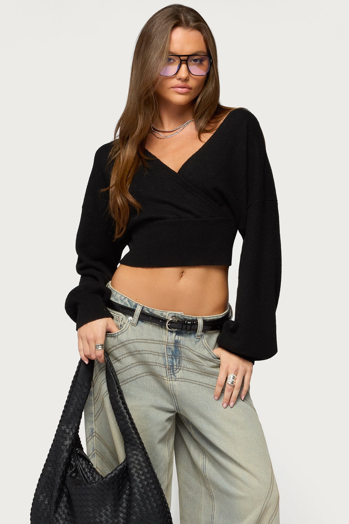 Lillia V Neck Wrap Sweater-Milans Time