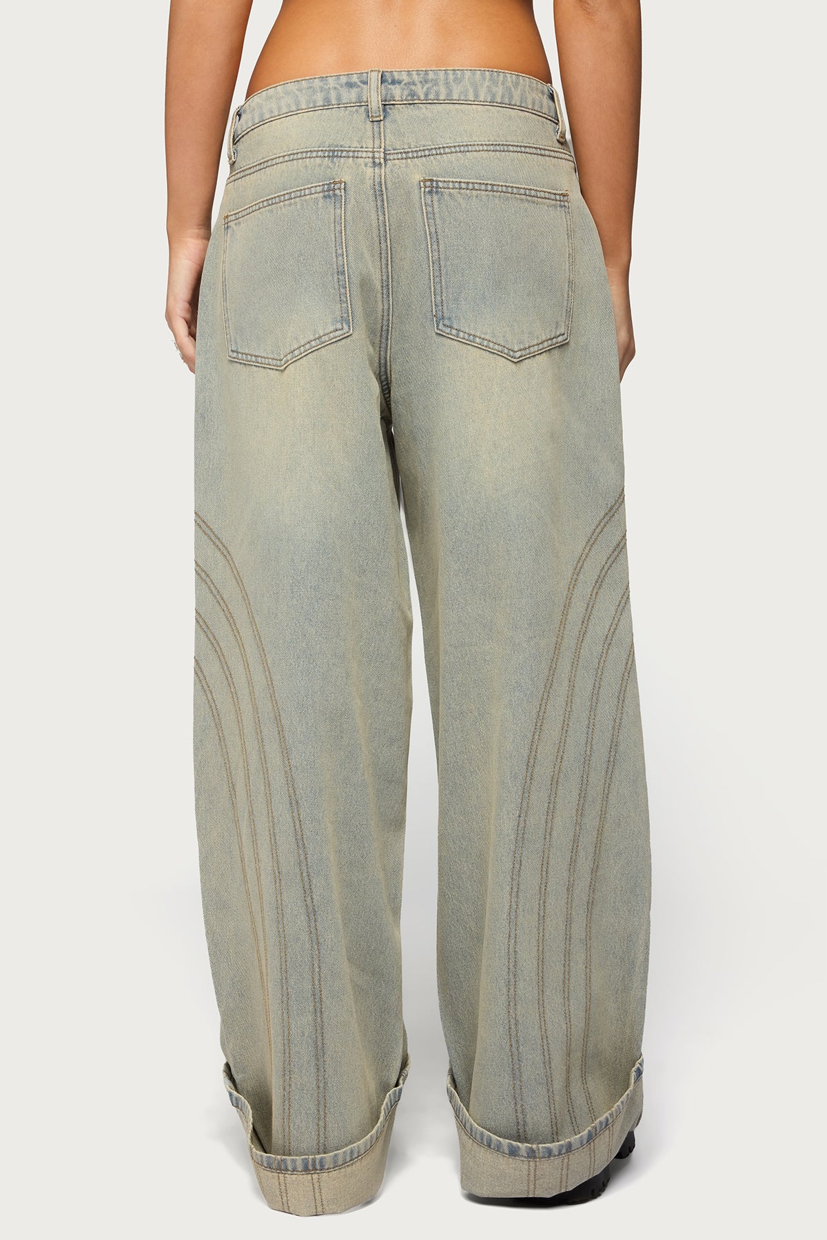 Cuffed Low Rise Baggy Jeans-Milans Time