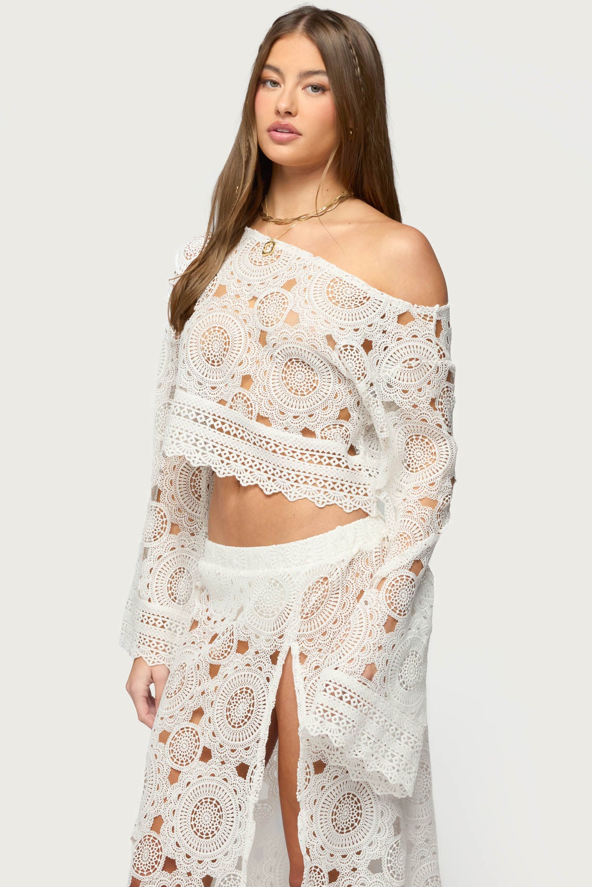 Milana Sheer Lace Off Shoulder Top-Milans Time