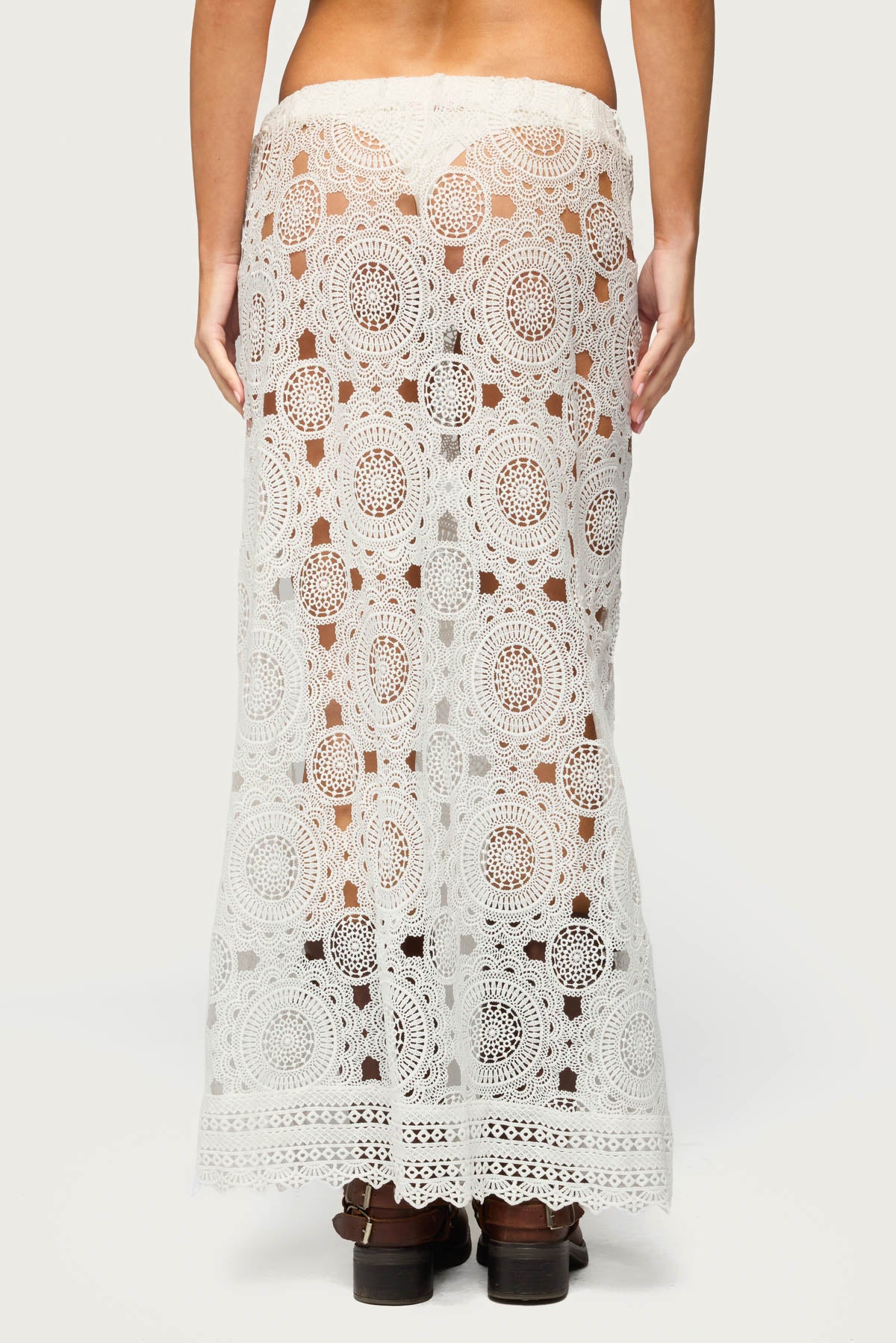 Milana Slit Sheer Lace Maxi Skirt-Milans Time