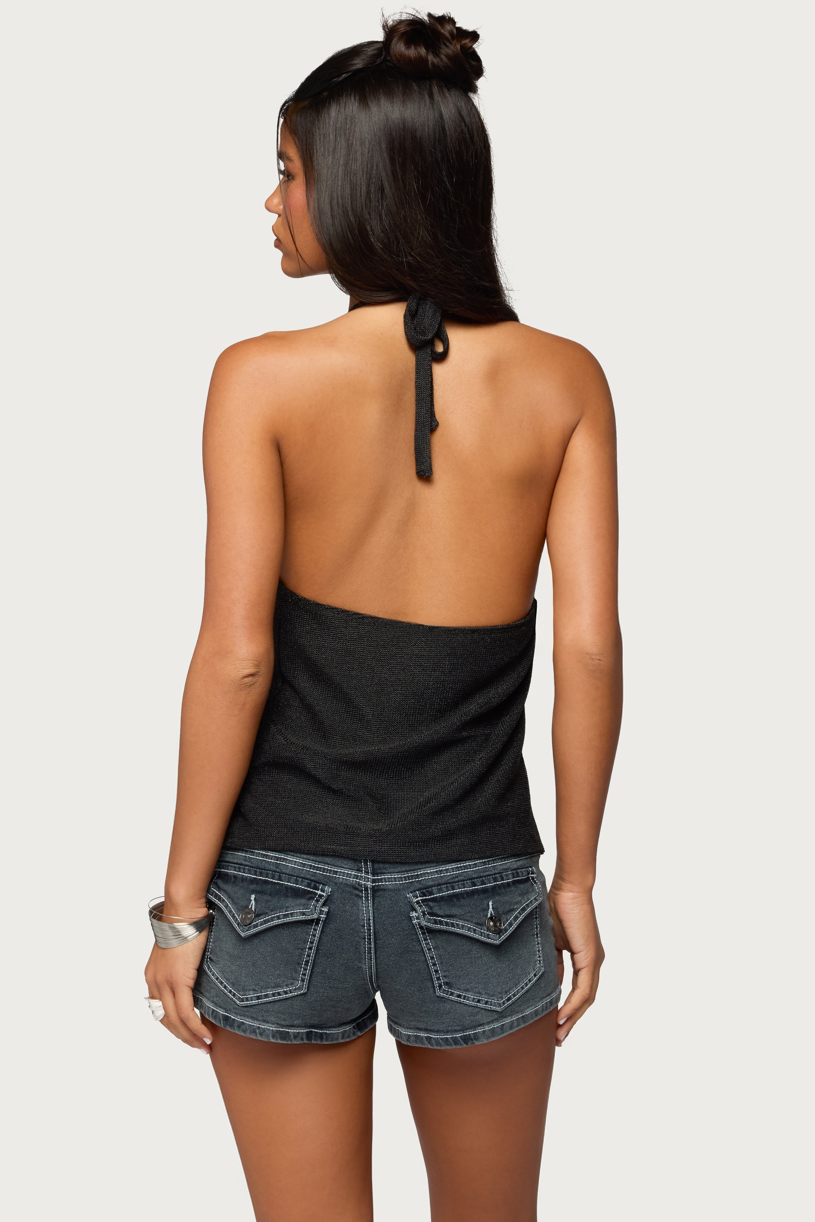 Stasia Sparkly Knit Split Front Top-Milans Time