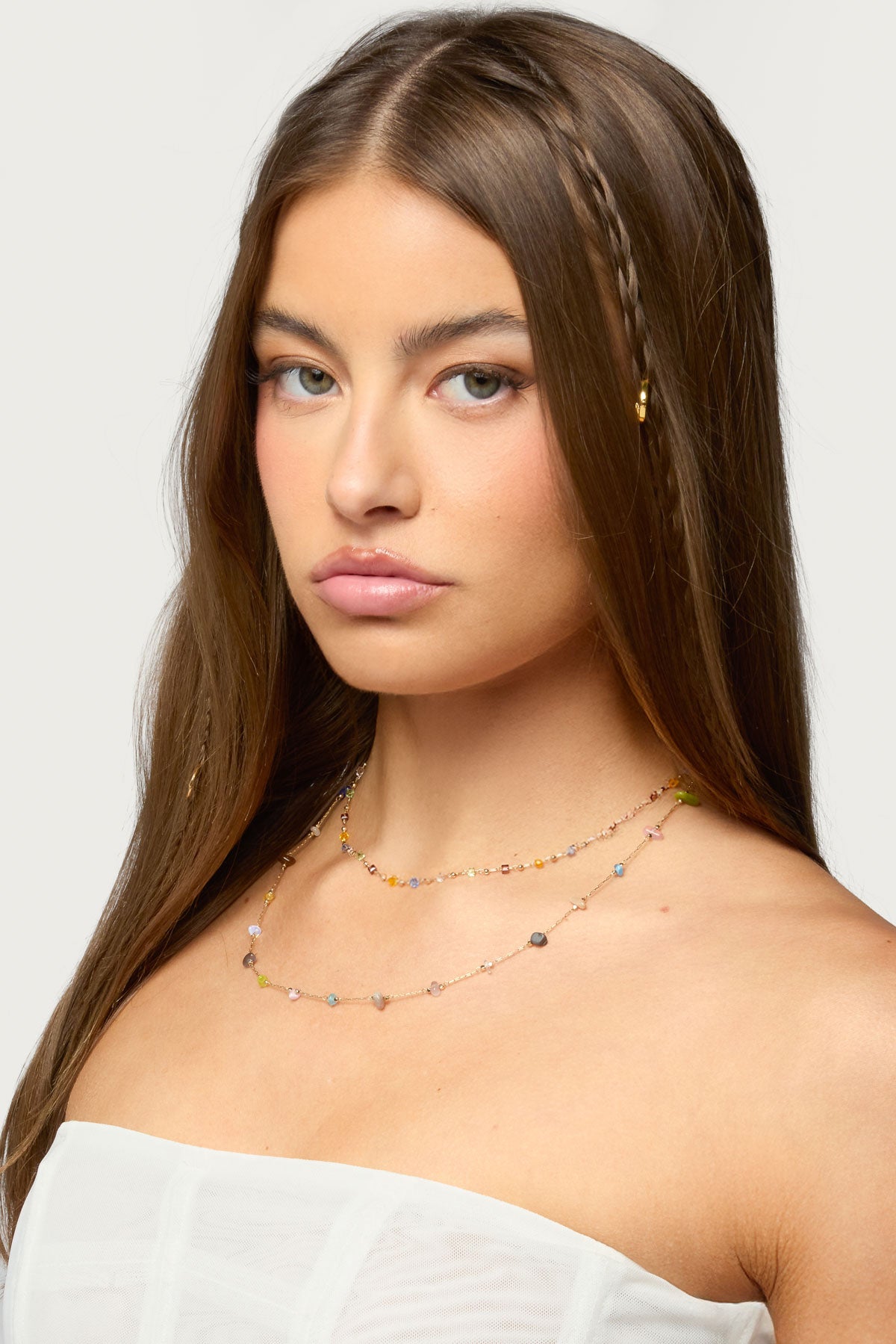 Layered Mixed Stone Necklace-Milans Time