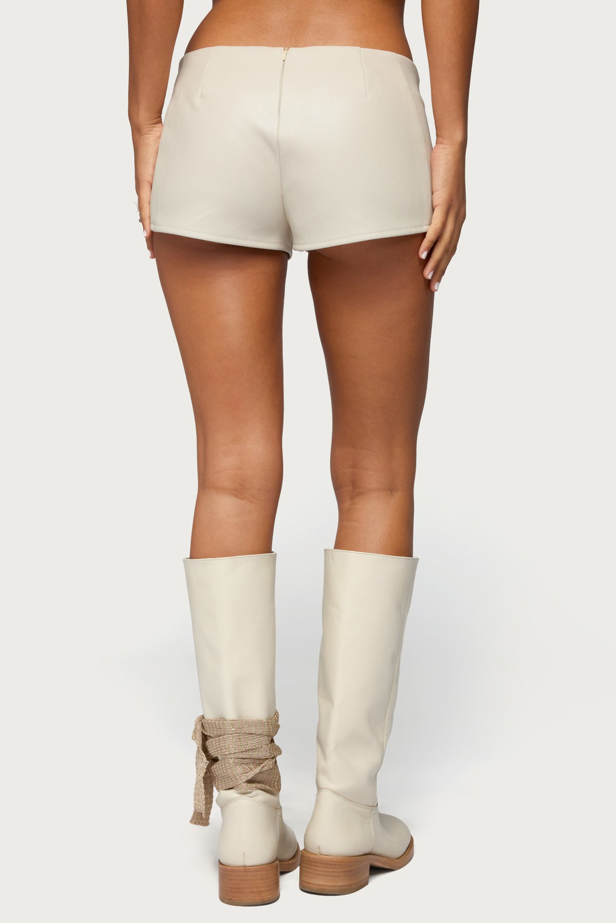 Wilde Lace Up Faux Leather Shorts-Milans Time