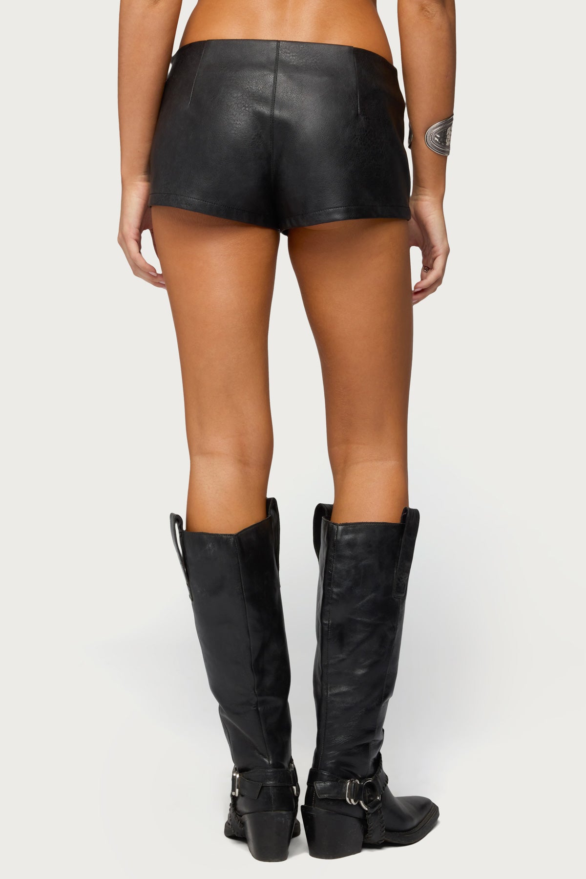 Jessica Lace Up Faux Leather Micro Shorts-Milans Time
