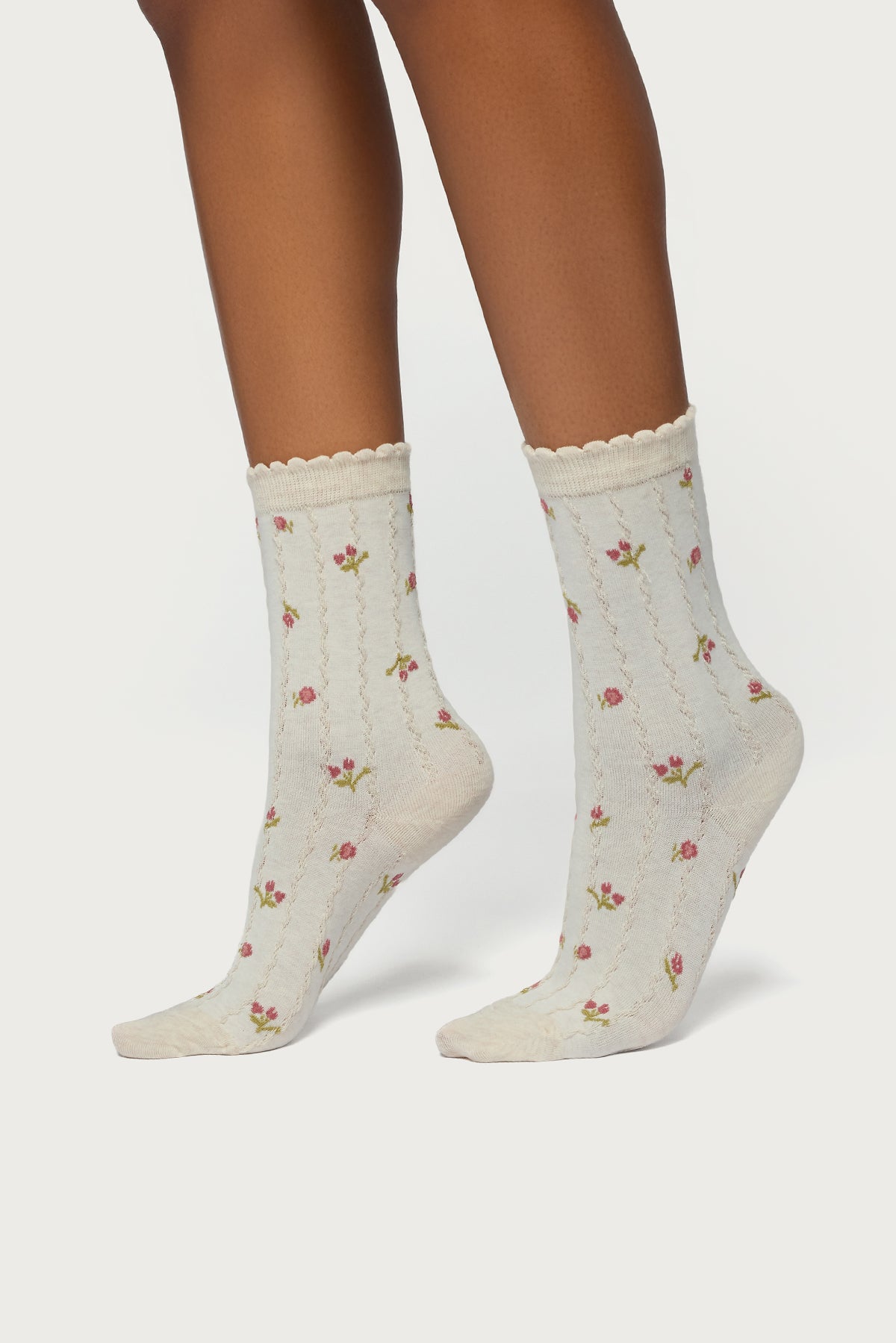 Embroidered Rose Socks-Milans Time