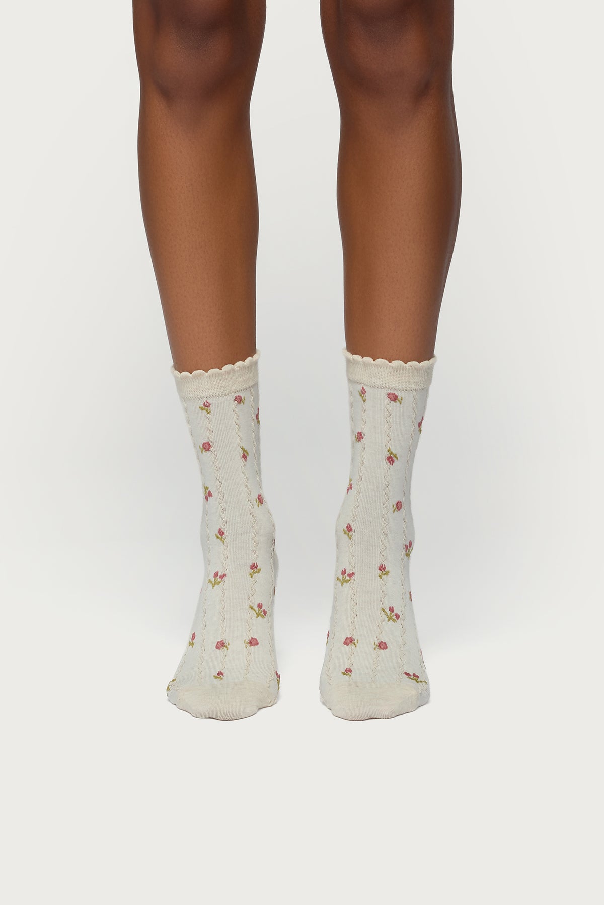 Embroidered Rose Socks-Milans Time