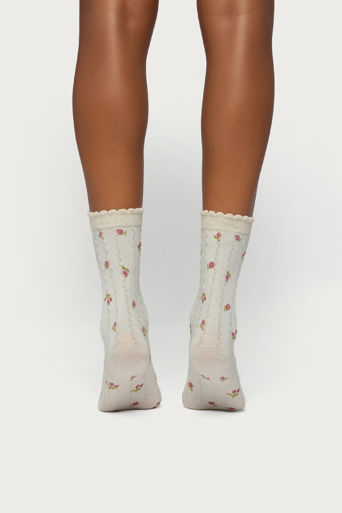 Embroidered Rose Socks-Milans Time