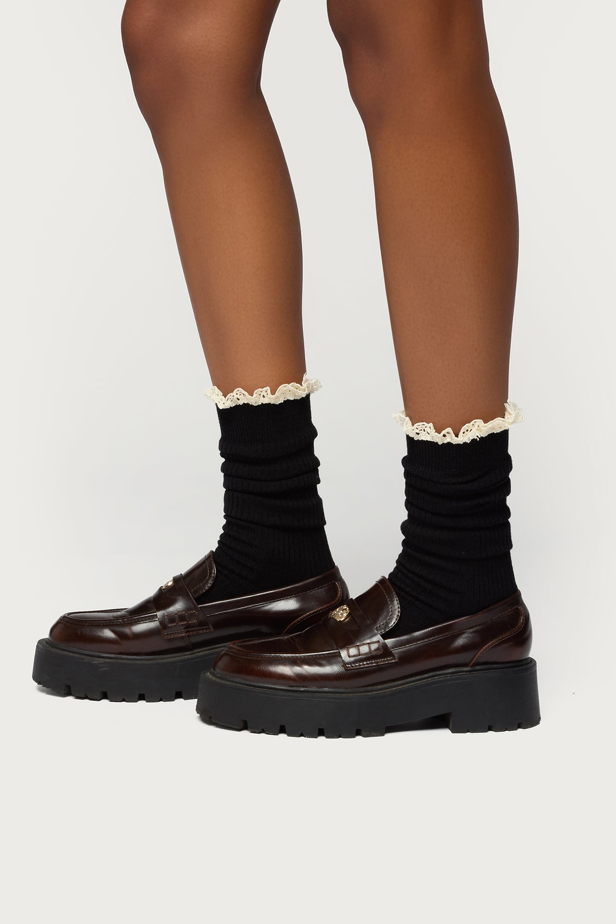 Lacey Ruffle Knee High Socks-Milans Time