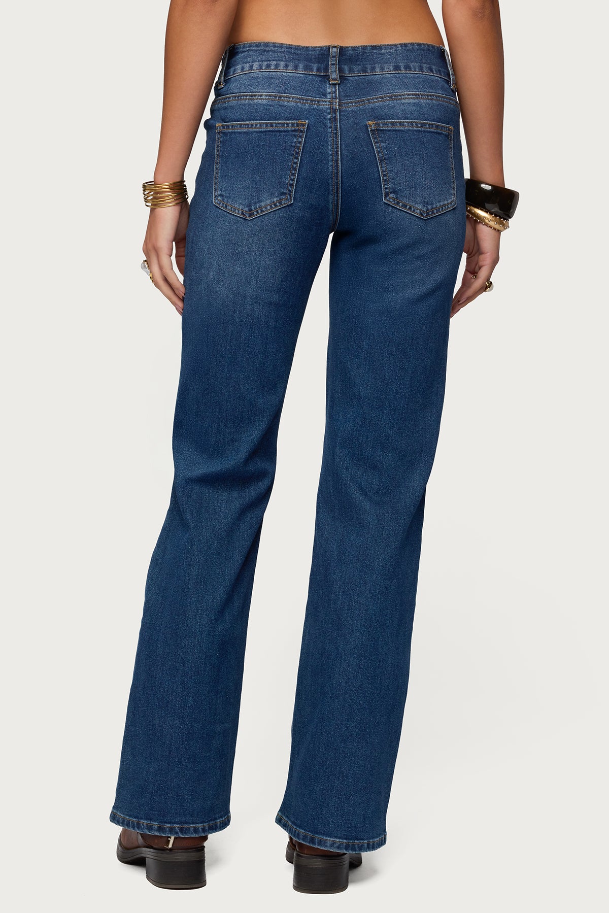 Studded Low Rise Straight Leg Jeans-Milans Time