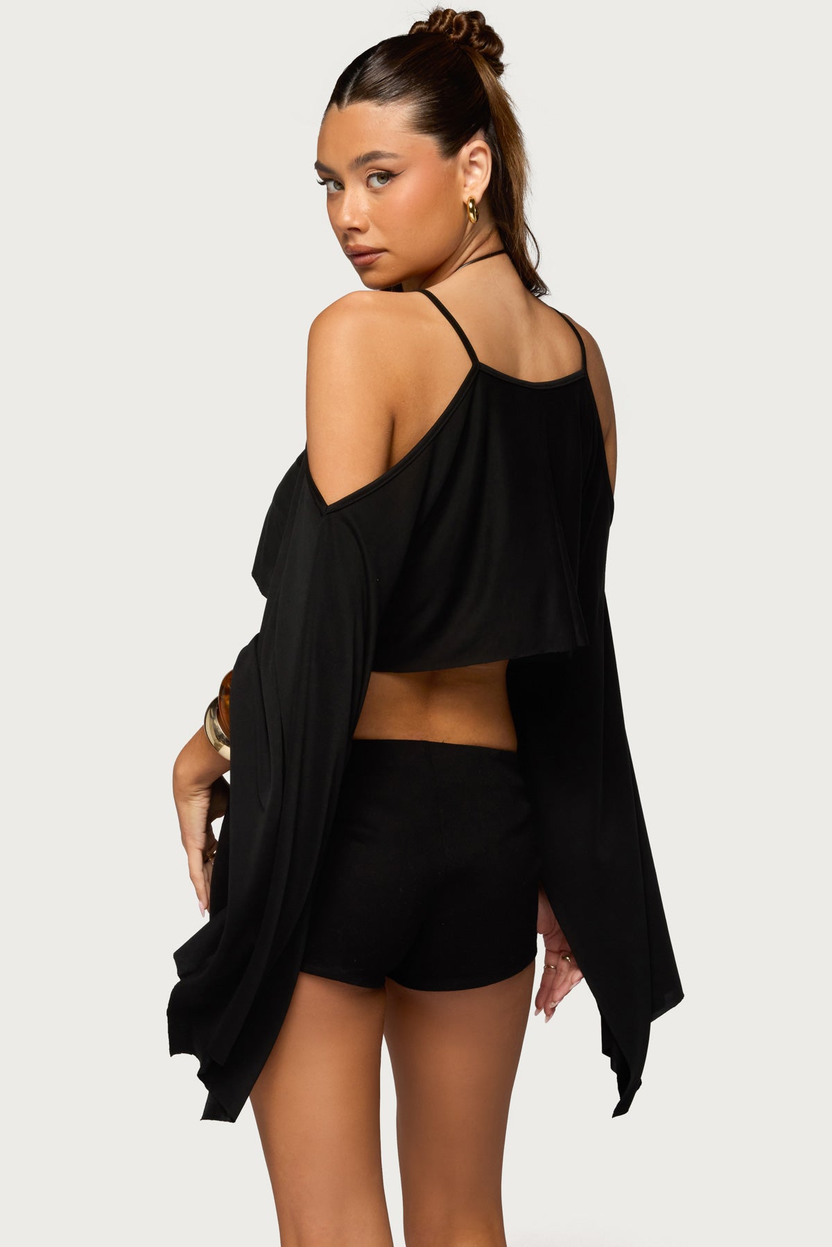 Ivanna Cutout Cape Cropped Top-Milans Time