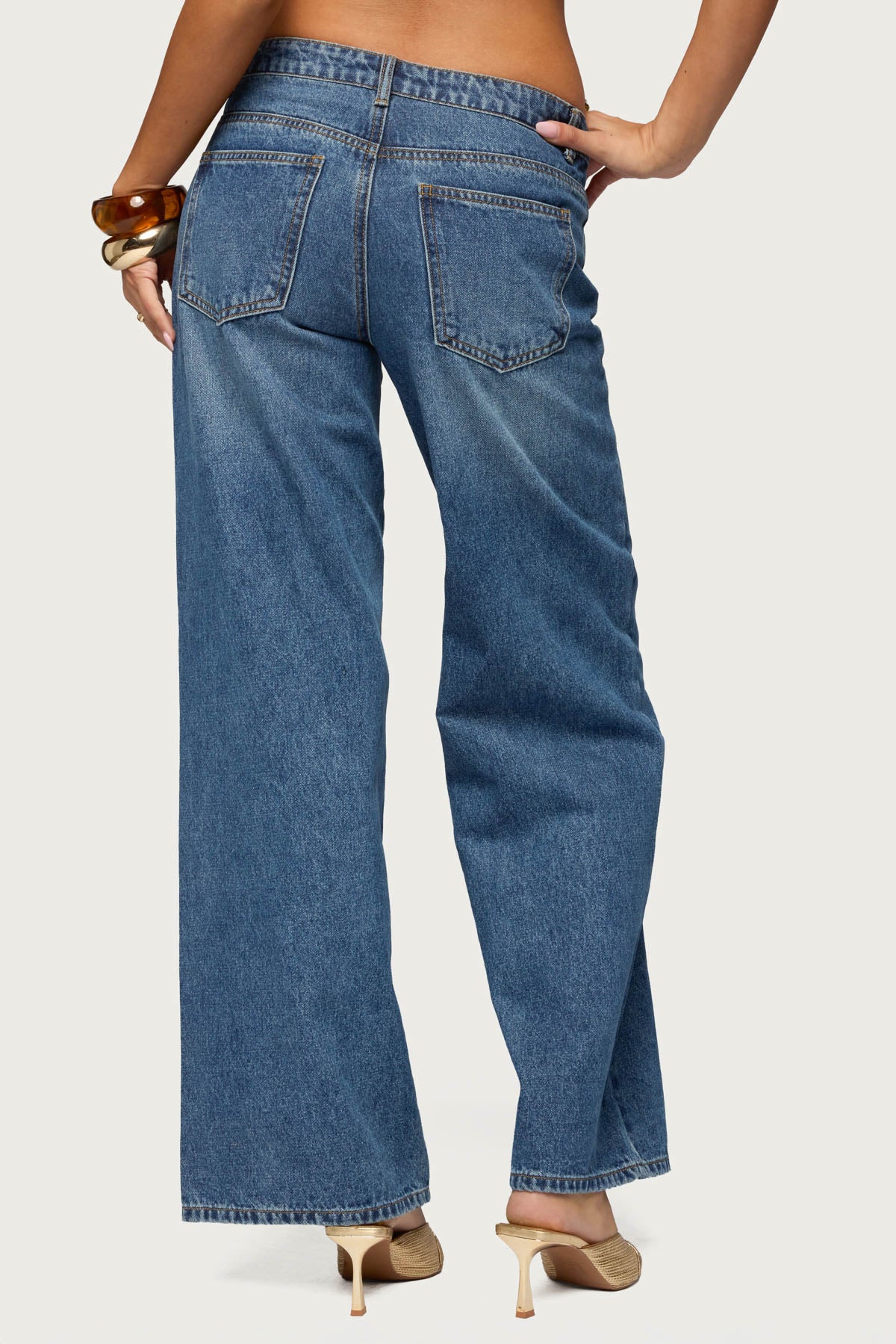 Monika Stud & Grommet Low Rise Baggy Jeans-Milans Time