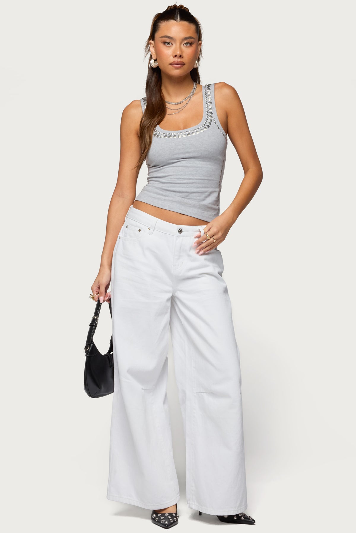 Studded Built In Bra Tank Top-Milans Time